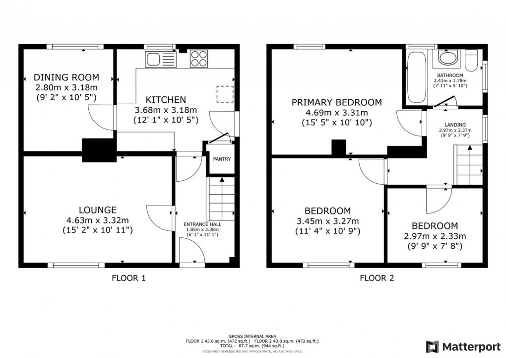 Floorplan for Grantham Avenue, Breadsall Hilltop, Derby