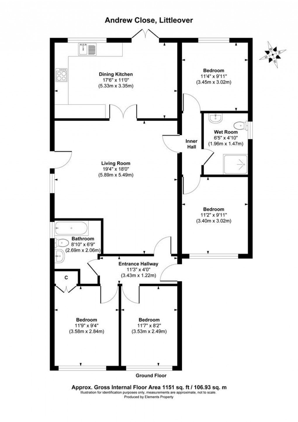 Floorplan for Andrew Close, Littleover, Derby