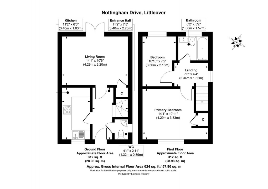 Floorplan for Nottingham Drive, Highfields, Littleover