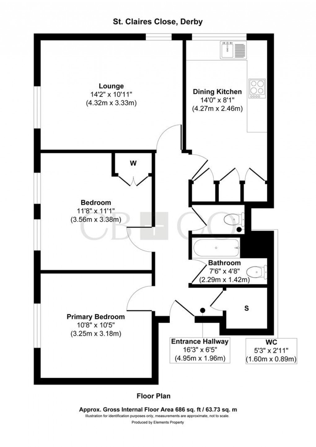 Floorplan for St. Clares Close, Derby